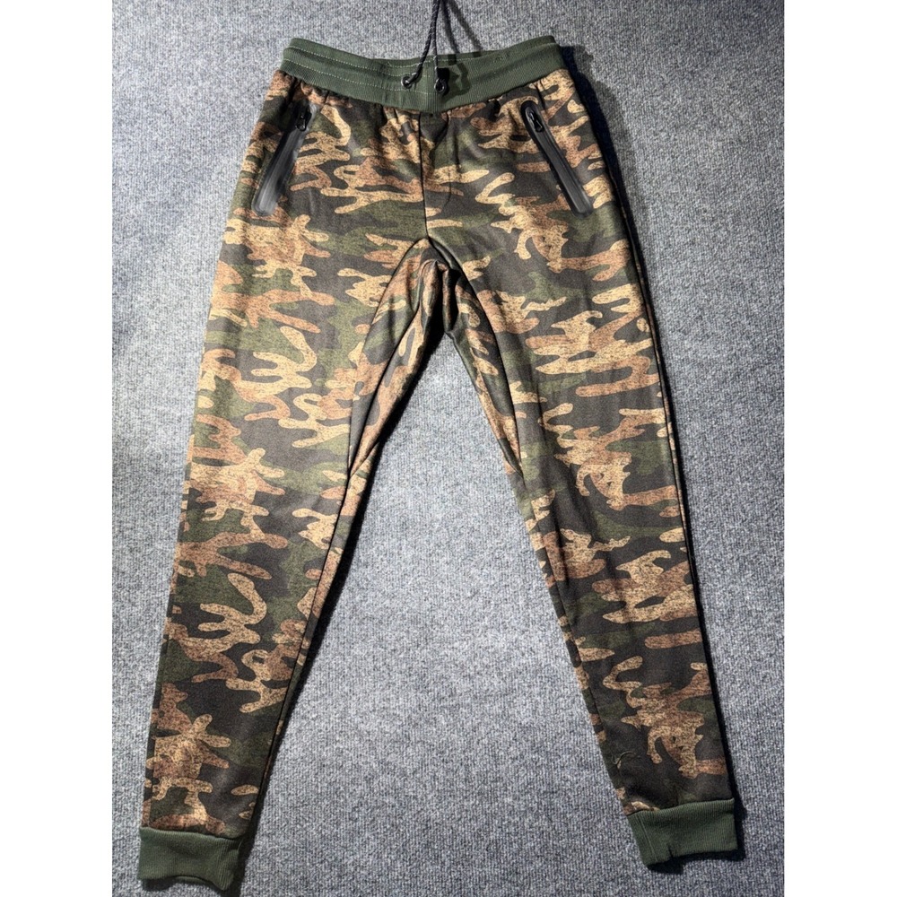 Ring of Fire Mens Camo Jogger Pants Green Brown Fleece Lined Size M RYB0272P